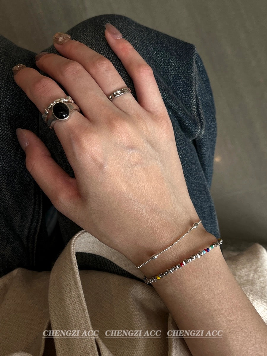 Midnight Call ✧ s925 Silver Agate Ring
