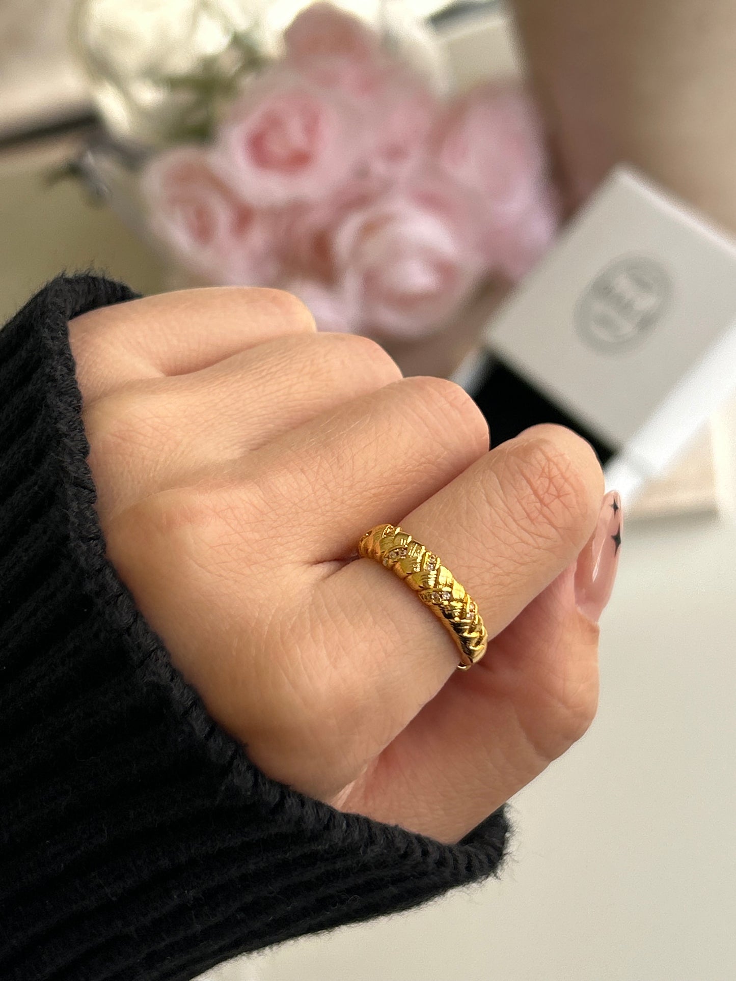 Wheat ✧ Stackable Gold Tone Open Ring