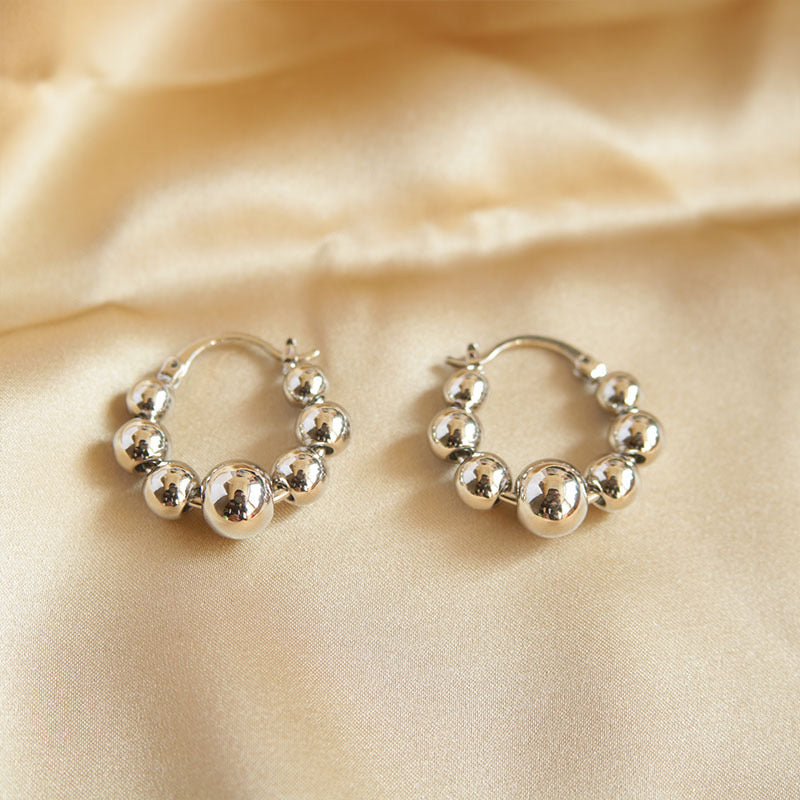 Berry ✧ Silver/Gold-Plated Beaded Hoop Earrings