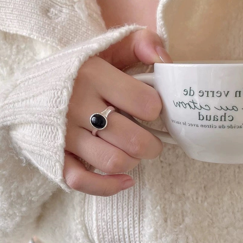 Midnight Call ✧ s925 Silver Agate Ring