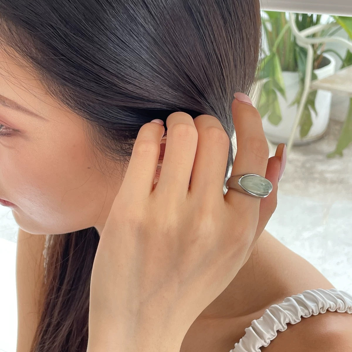 Orchid ✧ Silver/Gold-Plated Jade Ring