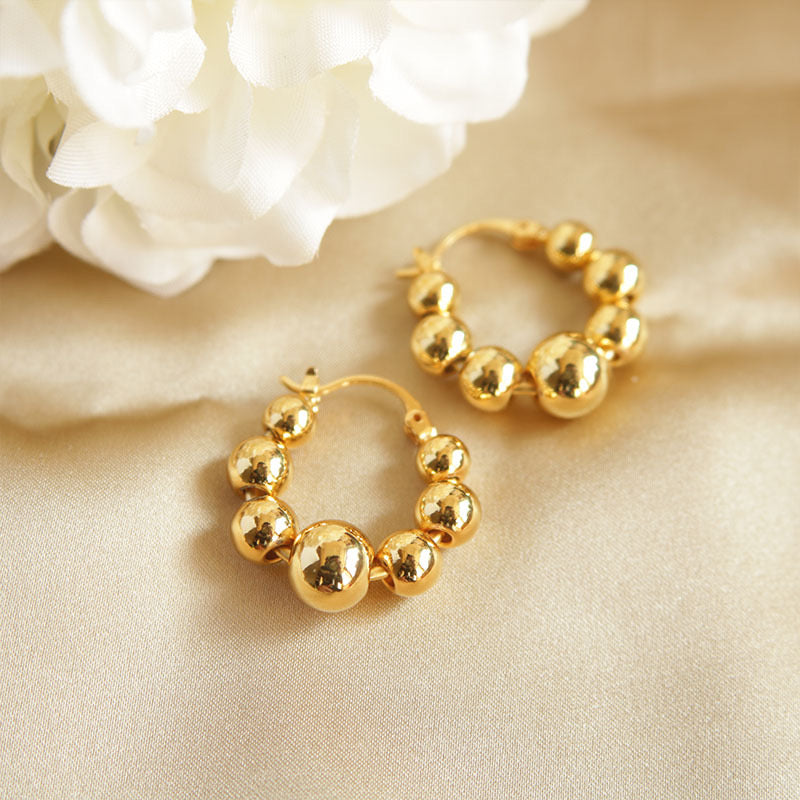 Berry ✧ Silver/Gold-Plated Beaded Hoop Earrings