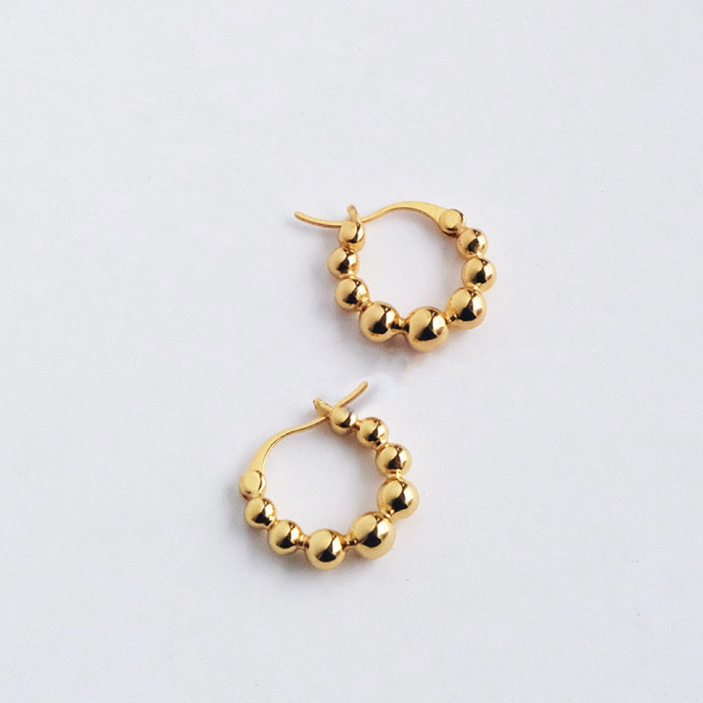 Berry ✧ Silver/Gold-Plated Beaded Hoop Earrings