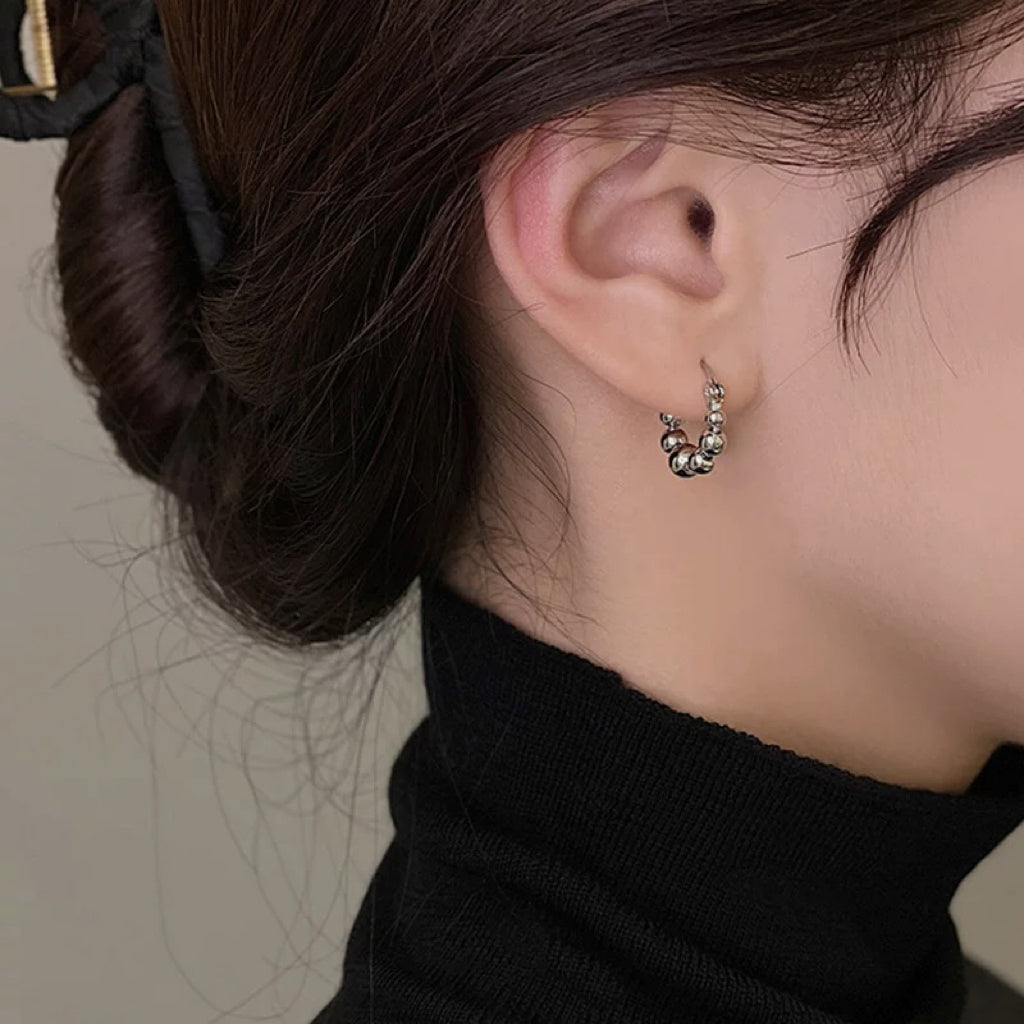 Berry ✧ Silver/Gold-Plated Beaded Hoop Earrings