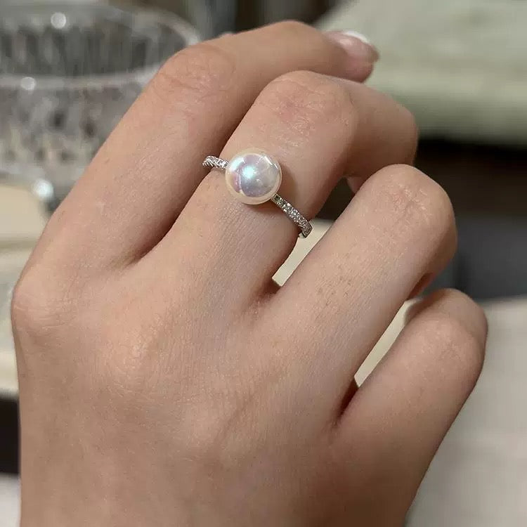 Luna ✧ freshwater pearl zircon silver ring