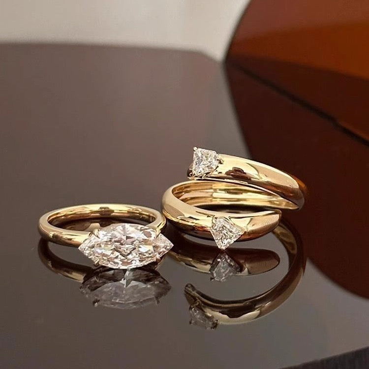 Satellite ✧ Zircon Gold-Plated Ring Set