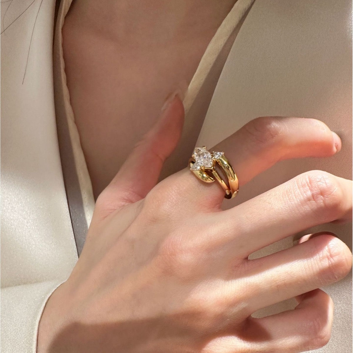 Satellite ✧ Zircon Gold-Plated Ring Set