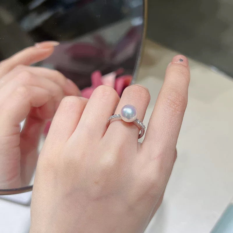 Luna ✧ freshwater pearl zircon silver ring