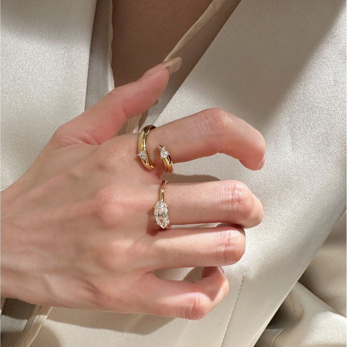 Satellite ✧ Zircon Gold-Plated Ring Set